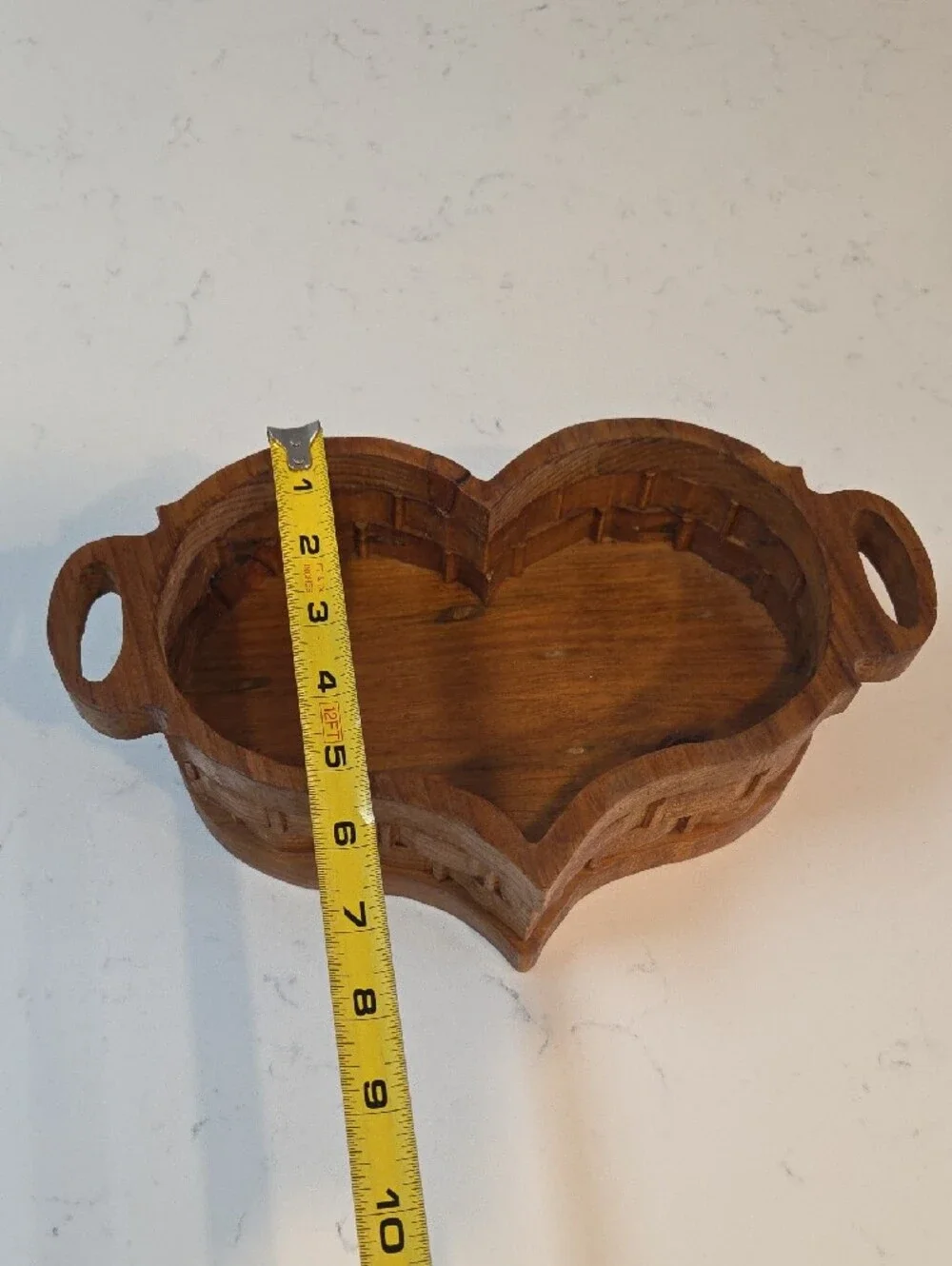 Handcrafted Wood Heart Serving Tray - Brown